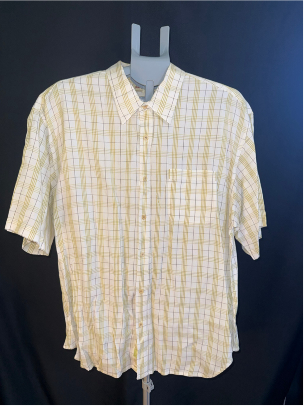 Men's Tommy Bahama Casual Button Down Shirt Size XL White Yellow Plaid
